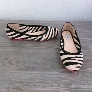 Jessica Simpson BRINLEY 2 Zebra Ballet Flats Shoes 8.5 Black and Cream Clean